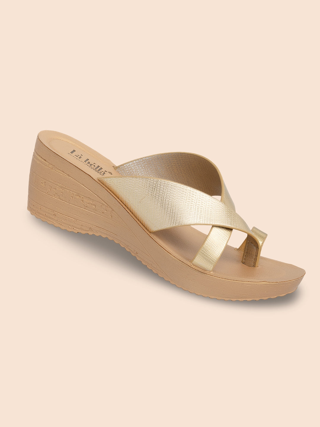 Metallic Crossover Toe-Loop Wedge Sandals | Women's Slip-On Mules