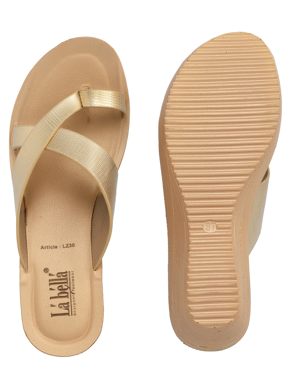 Metallic Crossover Toe-Loop Wedge Sandals | Women's Slip-On Mules