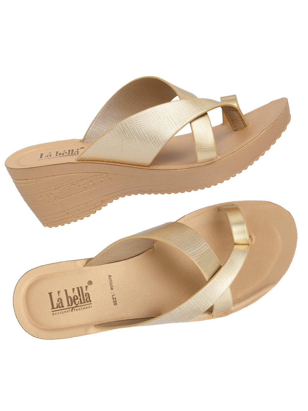Metallic Crossover Toe-Loop Wedge Sandals | Women's Slip-On Mules