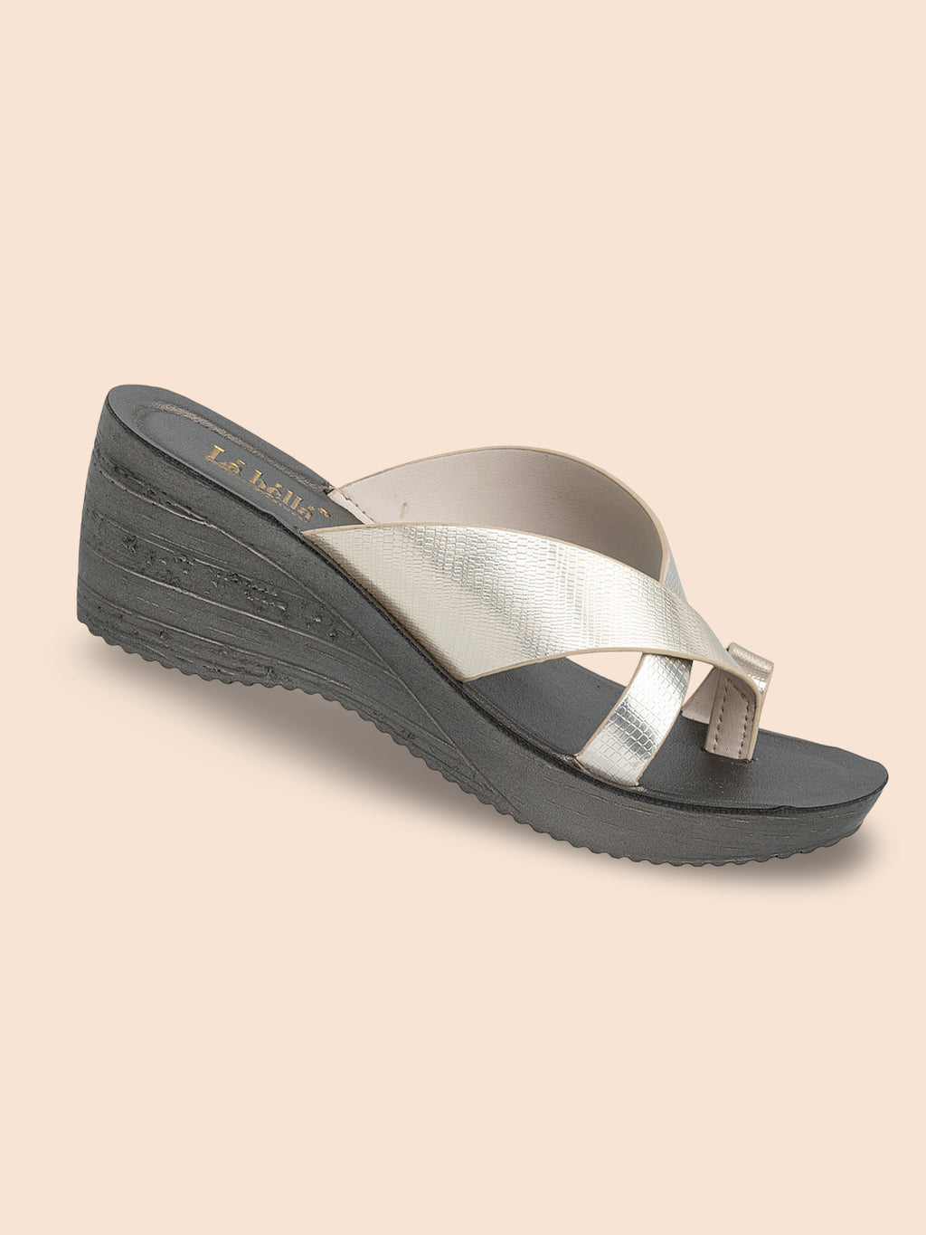 Metallic Crossover Toe-Loop Wedge Sandals | Women's Slip-On Mules