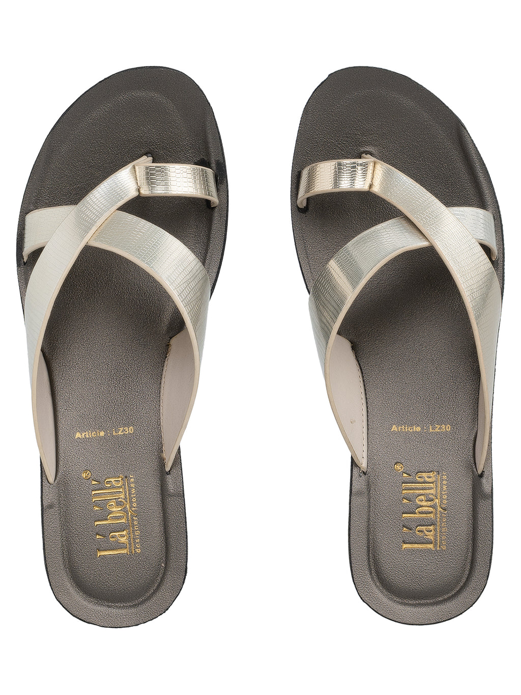 Metallic Crossover Toe-Loop Wedge Sandals | Women's Slip-On Mules