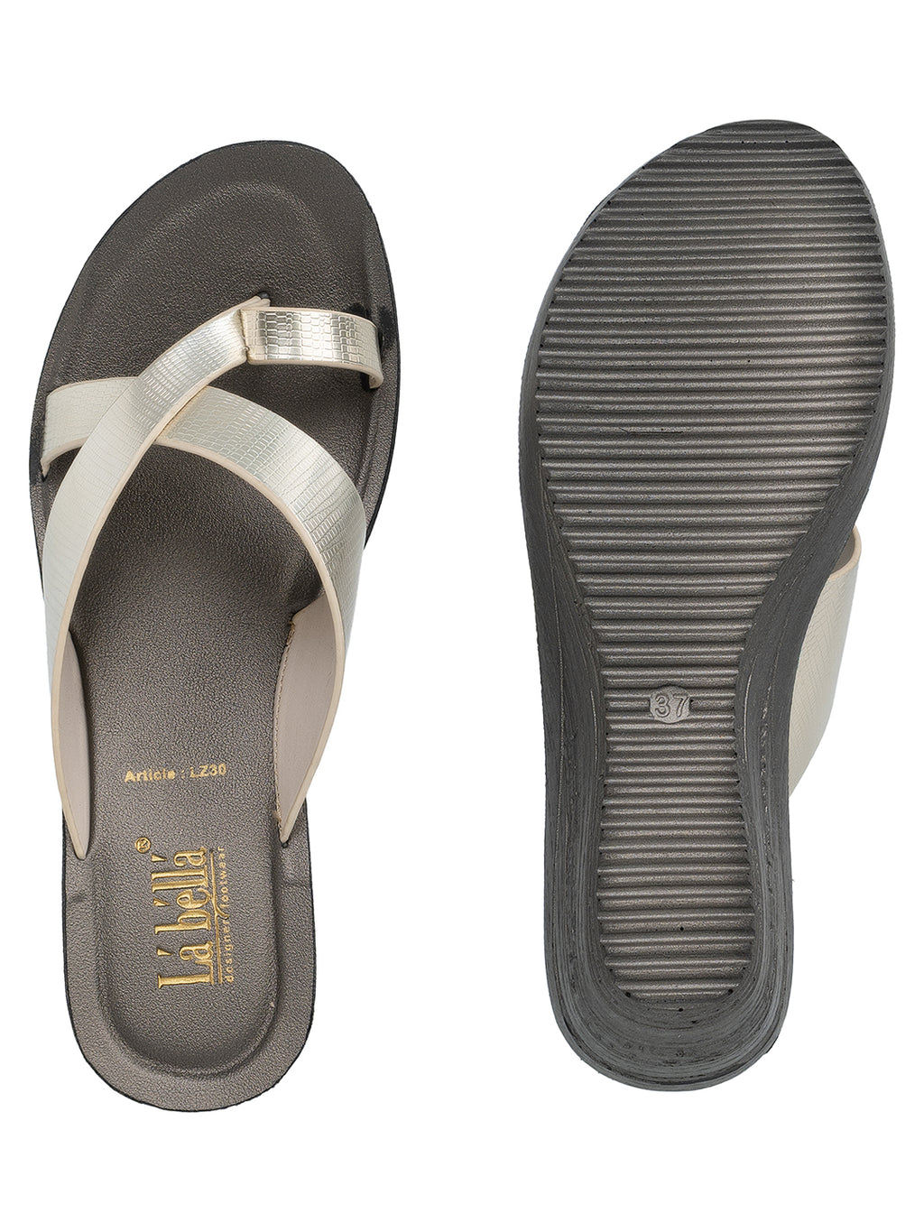 Metallic Crossover Toe-Loop Wedge Sandals | Women's Slip-On Mules