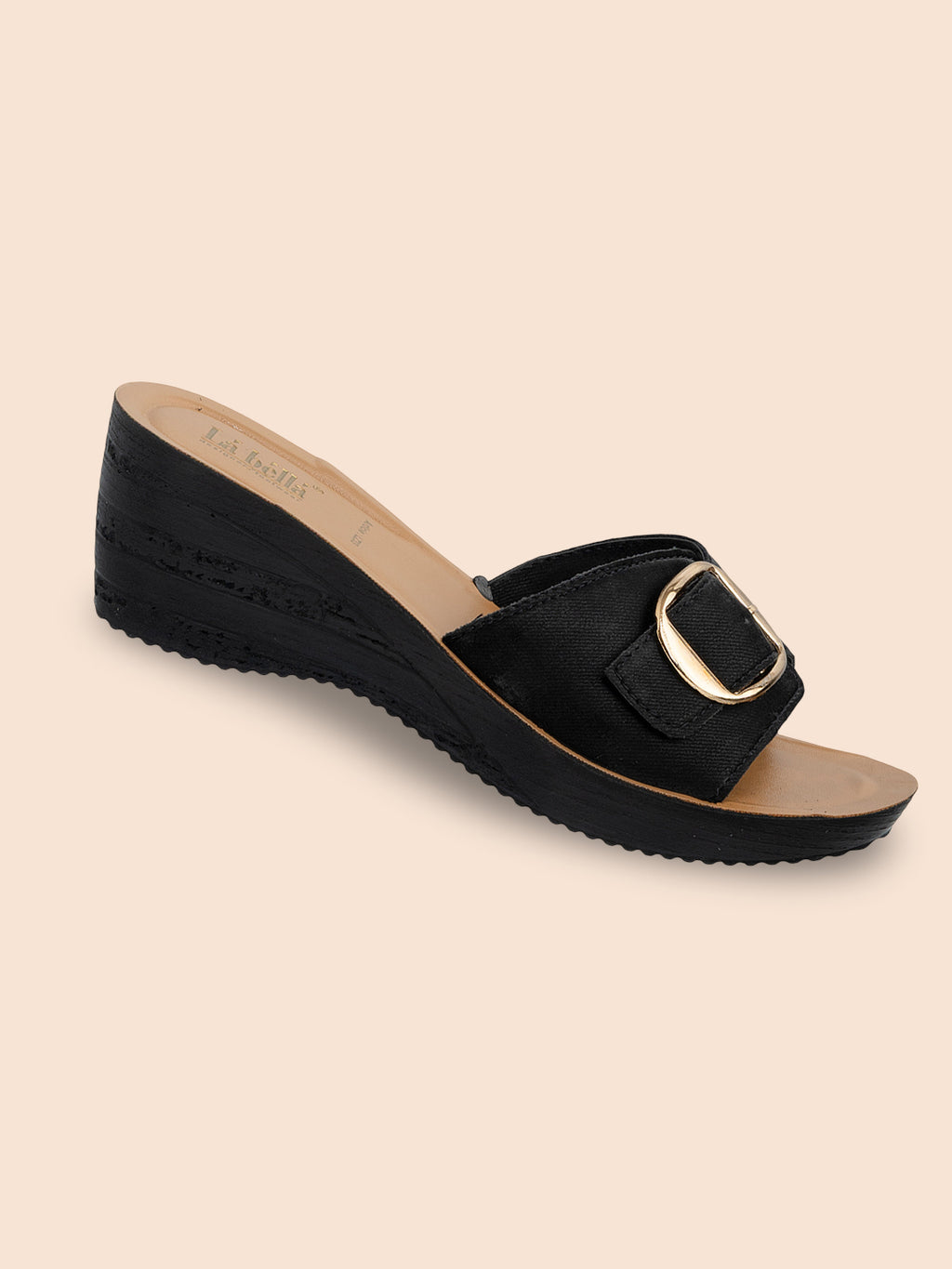 Textured Buckle Open-Toe Wedge Sandals | Women's Platform Slides