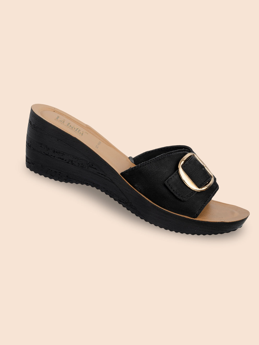 Textured Buckle Open-Toe Wedge Sandals | Women's Platform Slides