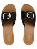 Textured Buckle Open-Toe Wedge Sandals | Women's Platform Slides