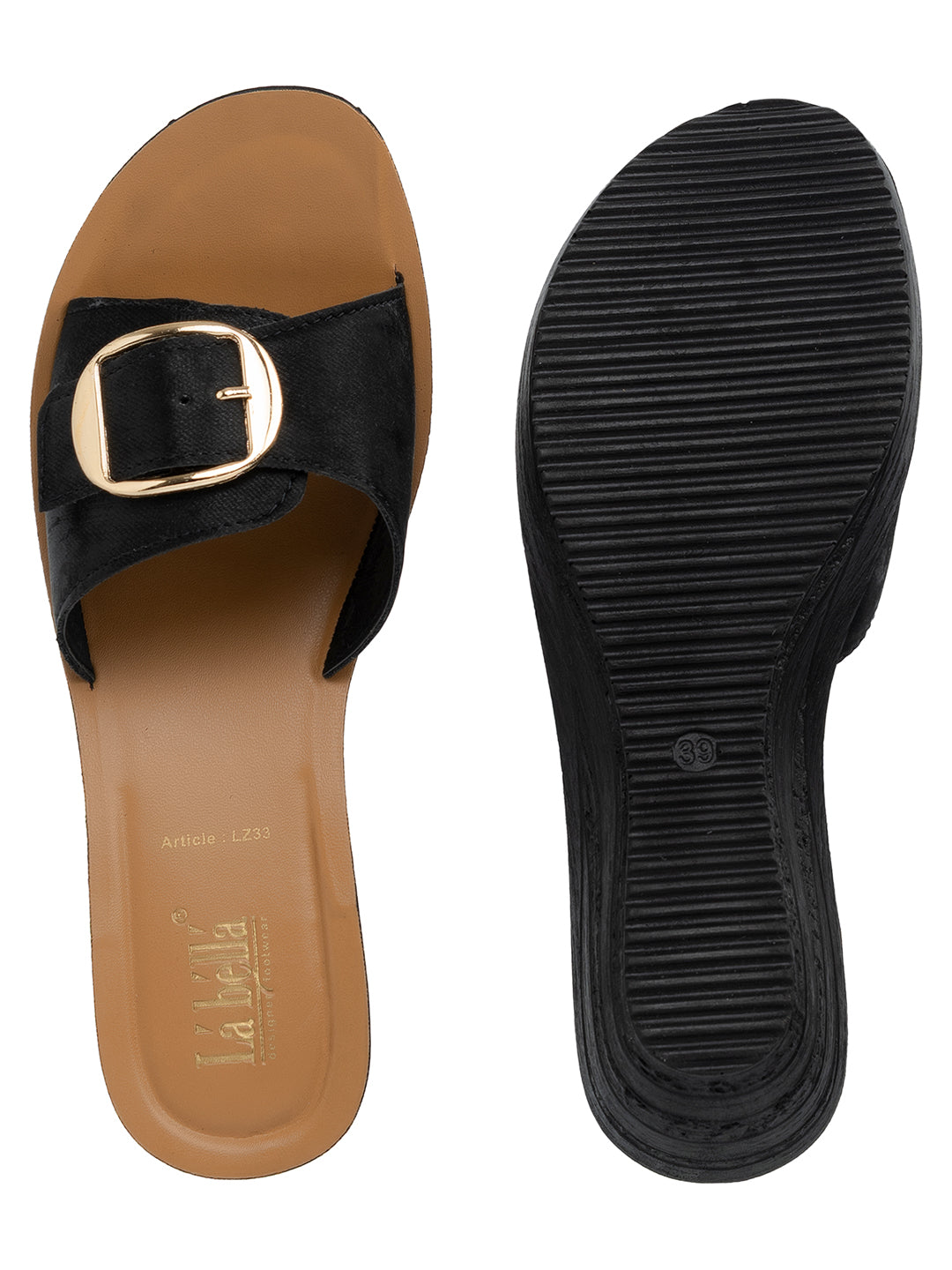 Textured Buckle Open-Toe Wedge Sandals | Women's Platform Slides
