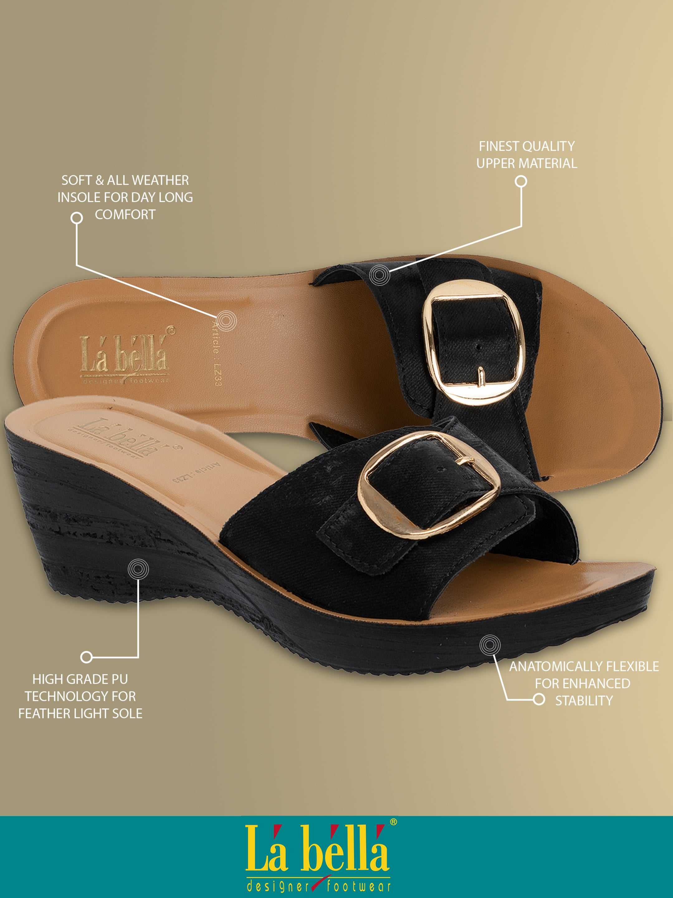 Textured Buckle Open-Toe Wedge Sandals | Women's Platform Slides