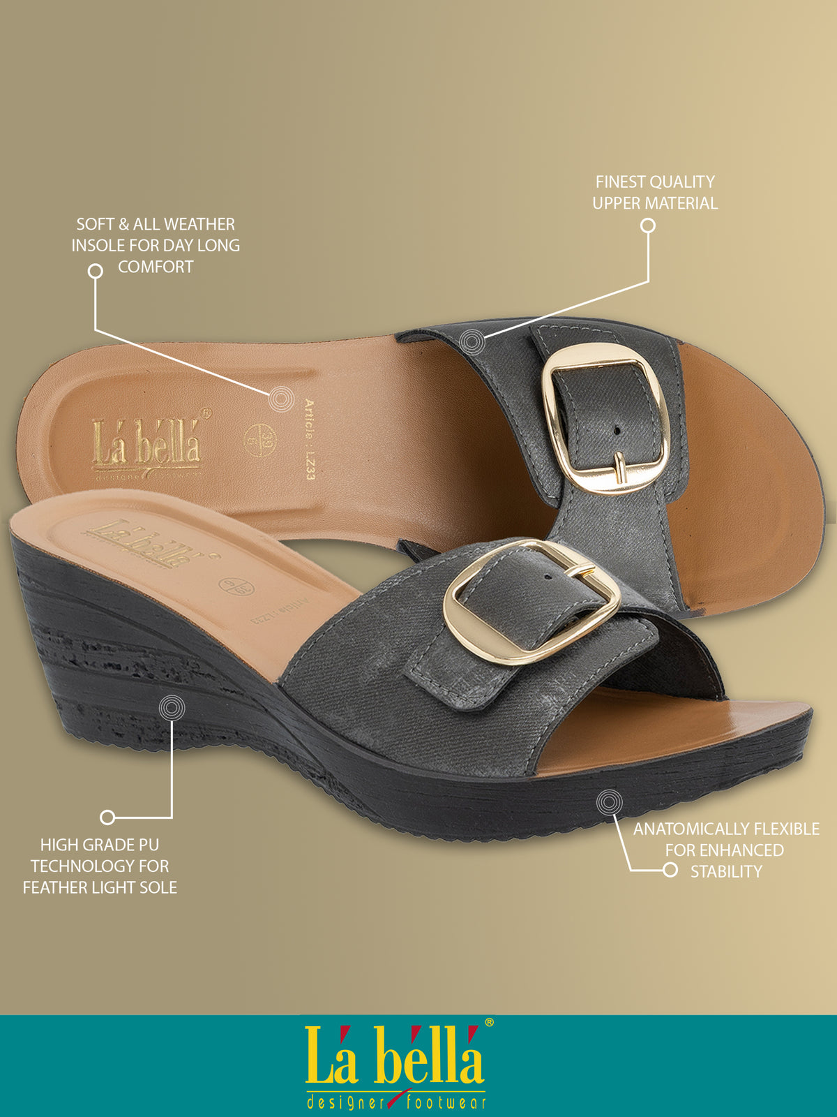 Textured Buckle Open-Toe Wedge Sandals | Women's Platform Slides