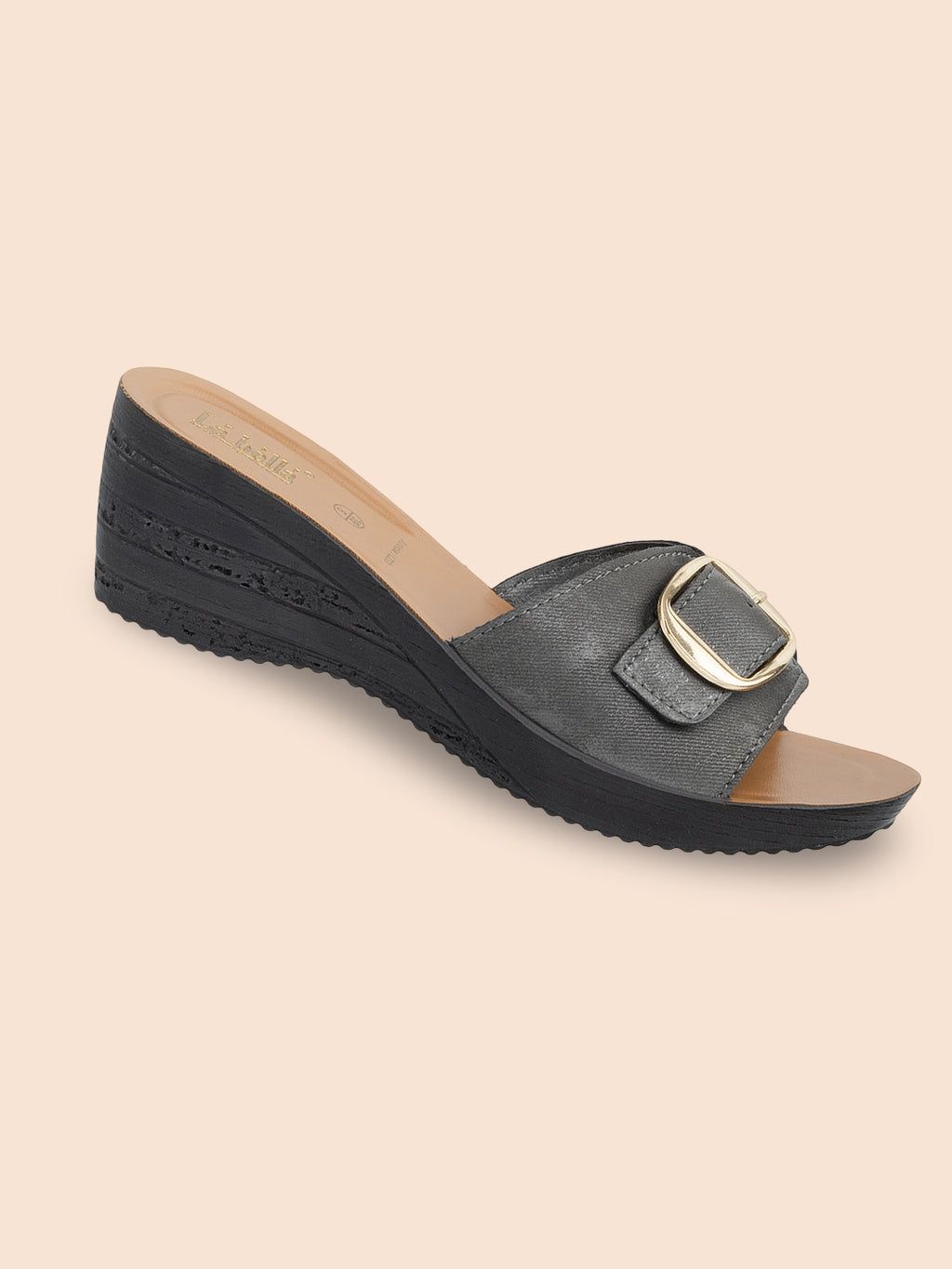 Textured Buckle Open-Toe Wedge Sandals | Women's Platform Slides