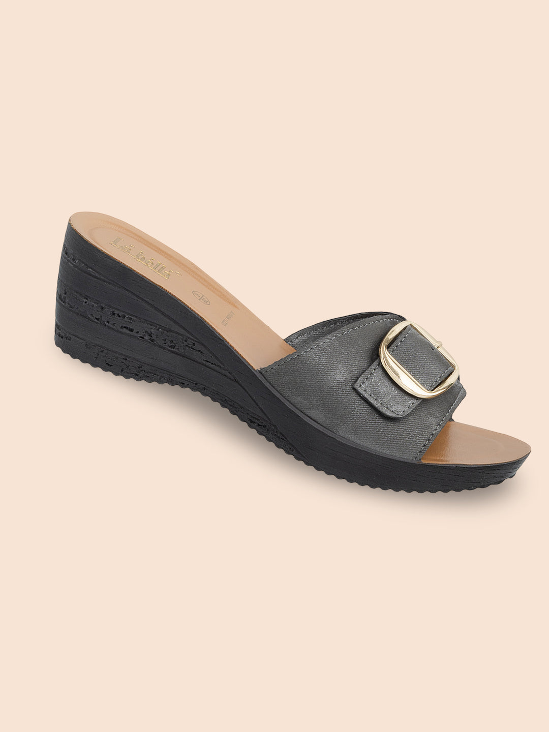 Textured Buckle Open-Toe Wedge Sandals | Women's Platform Slides