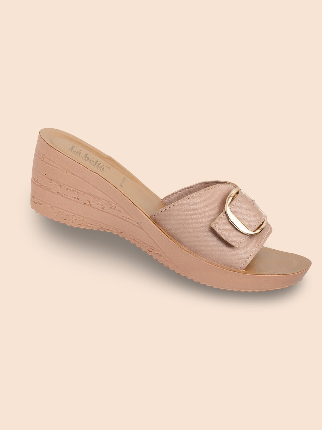 Textured Buckle Open-Toe Wedge Sandals | Women's Platform Slides