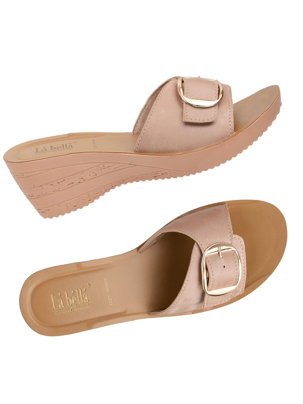 Textured Buckle Open-Toe Wedge Sandals | Women's Platform Slides
