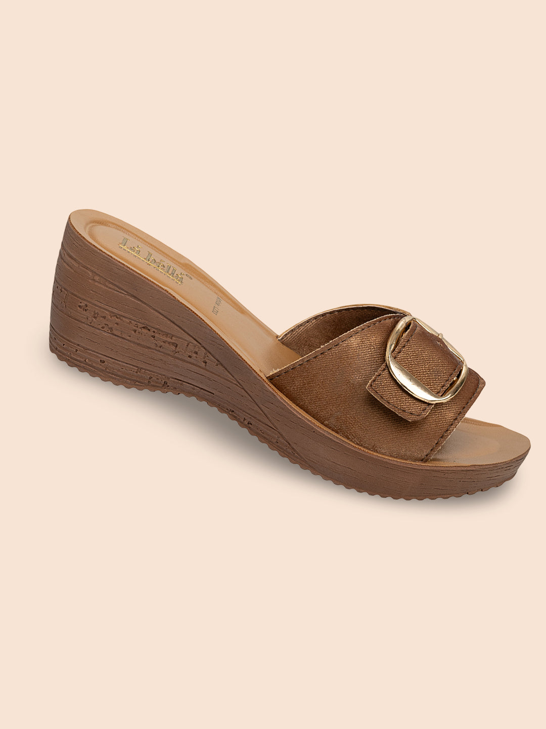 Textured Buckle Open-Toe Wedge Sandals | Women's Platform Slides