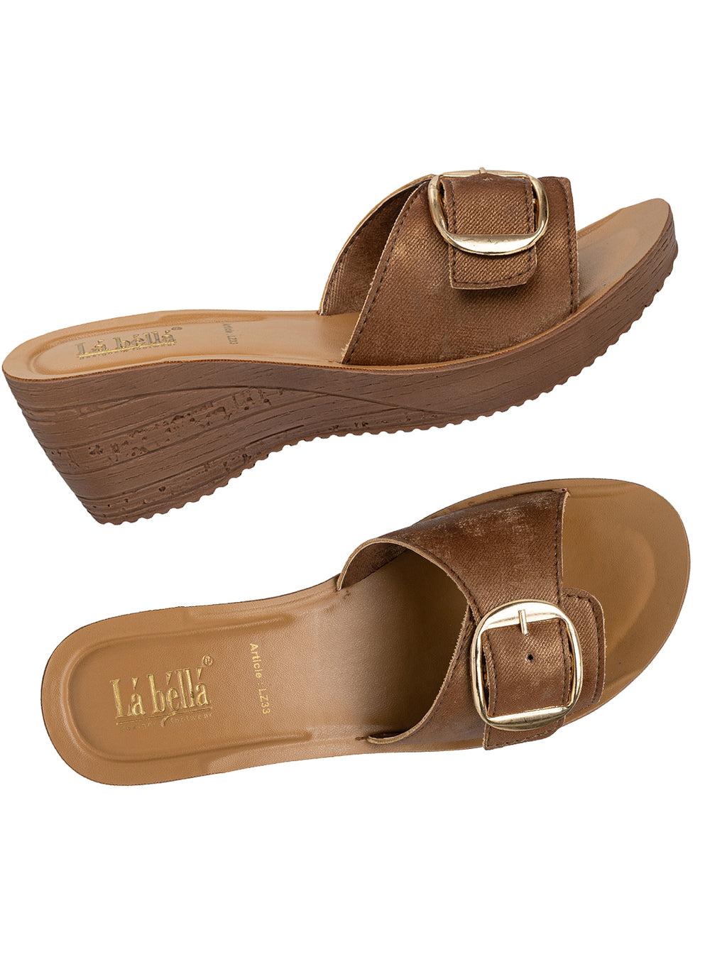 Textured Buckle Open-Toe Wedge Sandals | Women's Platform Slides