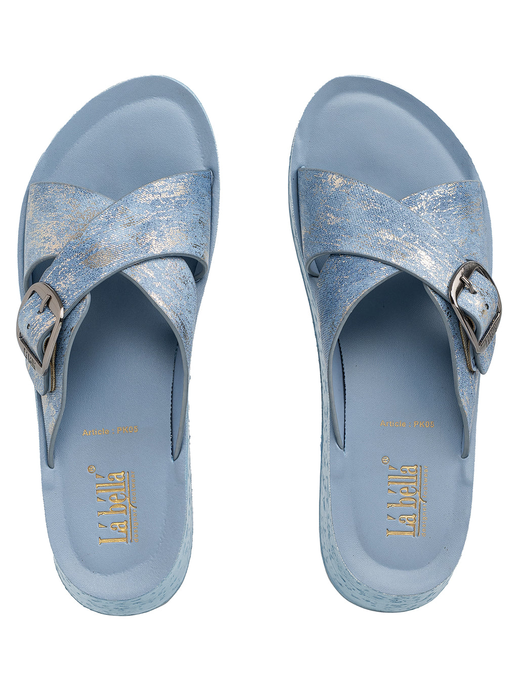 Textured Crossover Buckled Flatform Sandals | Women's Platform Slides