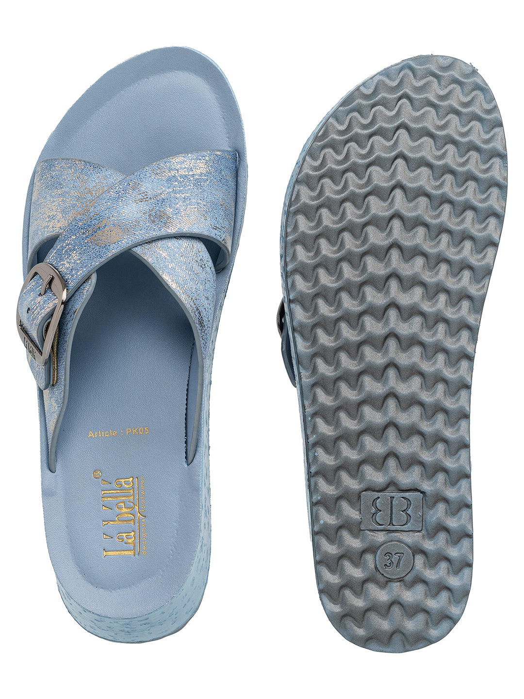 Textured Crossover Buckled Flatform Sandals | Women's Platform Slides