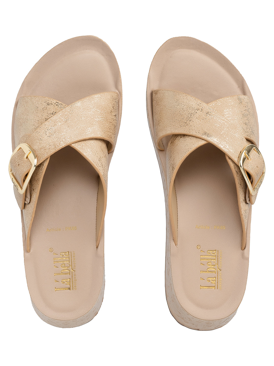 Textured Crossover Buckled Flatform Sandals | Women's Platform Slides